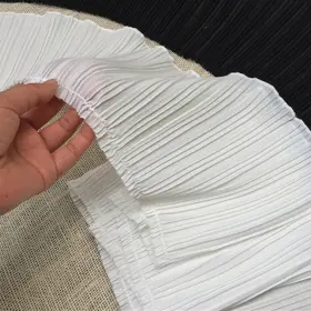 La16086p02 Zthread Wide Ruffled Lace Trims Chiffon Fabric Pleated Lac For Garment Extender