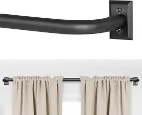Wg-02 Zyrw Black Curtain Rods Room Darkening For 48-90 Inch Matte