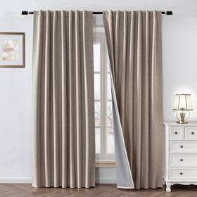 Zyvola 747086291778 100% Blackout Curtains 108 Inch Length 2 Panels Faux Linen Long Drapes For Be