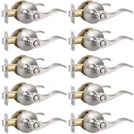Knobonly 10 Pack Brushed Satin Nickel Door Lever Privacy Handles Zinc New. Price: $134.47.