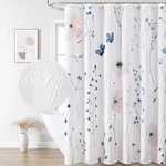 Qiyi Watercolor Floral Shower Curtain, 3D Embossed Butterflies Pink Blue Bath... New. Price: $39.50.
