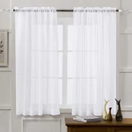 Mystic-home Sheer Curtains White 63 Inch Length, Rod Pocket Voile Drapes For Liv New. Price: $12.40.