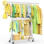 Fybee Heavy Duty Double Rods Clothes Rack Load 860LBS Adjustable Portable New. Price: $119.53.