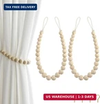 Hion 2 Pcs Boho Curtain Tiebacks,wood Beads Holdbacks,outdoor Farmhouse New. Price: $8.91.