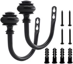 2 Pack U-shaped Wall Mounted Curtain Holdback Hooks, Round Black New. Price: $28.99.