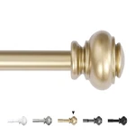 H.versailtex Adjustable Curtain Rod 16.2-90.6" W, 3/4" Dia, Gold Finials New. Price: $47.92.