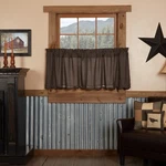Primitive 24"X36" Plaid Tier Pair Black Rod Kitchen Window Curtains Vhc Brands New. Price: $32.95.