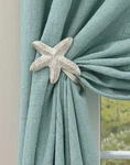 Starfish Curtain Tie Backs Antiqued White Hook Pair Hold Metal Arm Park New. Price: $30.45.