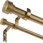 Brass Double Curtain Rod, Warm Gold Extra Long Dual Rods For Windows 72 New. Price: $83.99.