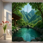 Natural Green Mountain Shower Curtain For Bathroom Decor New. Price: $19.99.