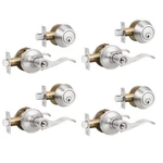 Brotima 4 Pack Keyed Alike Door Lever Set Single Cylinder Deadbolt Reversible New. Price: $130.25.
