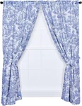 Elegant Blue Toile Tailored Panel Pair With Tiebacks, 68X84 Inches New. Price: $59.99.