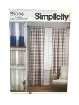 Simplicity S9356 Curtains One Size Rod Pocket Grommet Blackout Home Decor New. Price: $8.49.