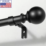 Curtain Rod, 144-168" Adjustable, 1" Heavy Duty Black, Indoor/outdoor New. Price: $40.63.