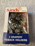 883. Vintage Kirsch Drapery Curtain Tieback Holders #5666-B Silver Color Open. Price: $9.85.