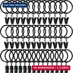 Weekseight 40 Pack Black Curtain Rings With Clips, Hooks Hangers New. Price: $21.23.