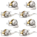 Probrico Wave Style Entry Door Handle Set Of 4 Satin Nickel Exterior New. Price: $152.73.