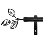 Ryb Home 1" Black Curtain Rod Adjustable 72-144" Leaf Finials New. Price: $71.18.