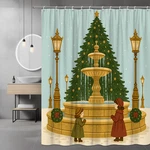 Christmas Tree Fountain Shower Curtain Holiday Village Scene New. Price: $19.99.