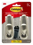 Command Large Metal Hooks Brushed Nickel Damage Free Adhesive Wall Hangers New. Price: $21.09.