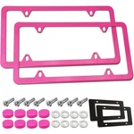 Bggtmo Pink License Plate Frames- Metal Aluminum Car Tag Cover, 2 Pack New. Price: $14.76.