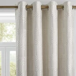 Beige And Silvery 100% Blackout Jacquard Geometric Pattern CURTAINS,52 Inch W... New. Price: $113.28.