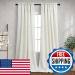 Mrs.naturall 144 Inch Long Curtains For High Living Room Rod Pocket Ivory Cream New. Price: $67.23.