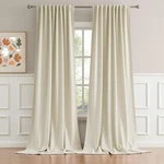 Dualife 120 Inch Long Back Tab Beige Curtains - Rod Pocket Blackout Tall Wi New. Price: $68.99.