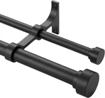 Matte Black Heavy Duty Double Curtain Rods, 72-144" Telescoping, 1" & 5/8 New. Price: $79.99.