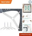Adjustable Bed Sheet Straps With Nickel-plated Clips Set Of 4, White Elegance New. Price: $15.15.