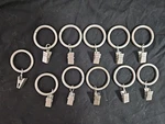 Curtain Drapery Rings Clip Set Of 11 Polished Nickel Fits Rod Size 1.25" Used. Price: $9.91.