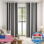 Bohomocasa And White Vertical Stripe Blackout Curtains, Modern Minimalist New. Price: $89.16.