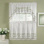 Chf Industries Clover Green/white 5-PIECE Curtain Tier And Swag Set 24 Inch New. Price: $41.70.