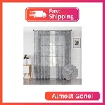 Tollpiz Floral Grey Short Sheer Curtains Flower Print Vine Embroidery Bedroom New. Price: $27.91.