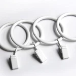 Kaiy Set Of 14 Curtain Rings With Clips, White Iron Metal Rod New. Price: $10.45.