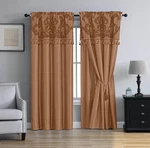 Royale 4-PIECE Jacquard Floral Window Curtain/drape Set With Sheer Backing Va... New. Price: $50.41.