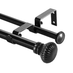 5/8" Double Curtain Rod Set With Fluted Ball Finial, 28"-48"/48"-84"/84"-120" New. Price: $26.99.