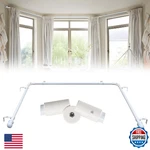 Heavy Duty Metal Corner Curtain Rod 1" Bay Window White 59-184" Shape New. Price: $45.38.
