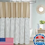 Dosly Id Farmhouse Shower Curtain, Camel Brown Stripe, Button, Cotton - 72X72 New. Price: $49.67.
