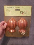 Kirsch Warm Oak Wood Fits, 1 3/8" Diameter Pole Fluted Ball Finials Set Of 2 Open. Price: $18.50.