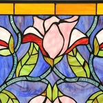 Chloe Lighting Oriental Tiffany-style Floral Stained Glass Window Panel 34"... New. Price: $175.75.