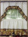 Coffee Printed Tier & Swag Window Treatment Set, 57 X 36-INCH Brown New. Price: $21.99.