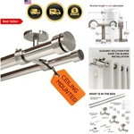 Double Curtain Rod Ceiling Mount Heavy Duty Brushed Nickel 48-84 Inches New. Price: $121.55.