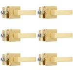 Heittis 6 Pack Passage Door Lever Square Gold Handles Stain New. Price: $149.41.