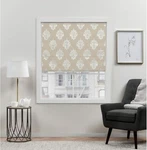 Exclusive Home Marseilles Damask 100% Blackout Roman Shade 31"X64" Natural Open. Price: $24.99.