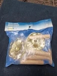Vtg Newell Decorator Curtain Tiebacks Gold Plastic Flowers. Bag. Price: $14.50.