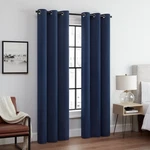 Eclipse Andover Solid Tripleweave Thermal Grommet Curtains, 42"X84", Navy Blue Open. Price: $32.63.