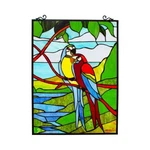 Chloe Lighting Macaw Love-birds Tiffany-style Animal Window Panel 24" Height New. Price: $124.88.