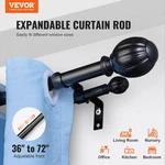 Double Curtain Rods, 36-72 INCHES(3-6FT) Adjustable Length, Black New. Price: $31.39.