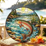 Rainbow Trout Stained Glass Suncatcher,fly Fishing River Window Hanging New. Price: $21.59.